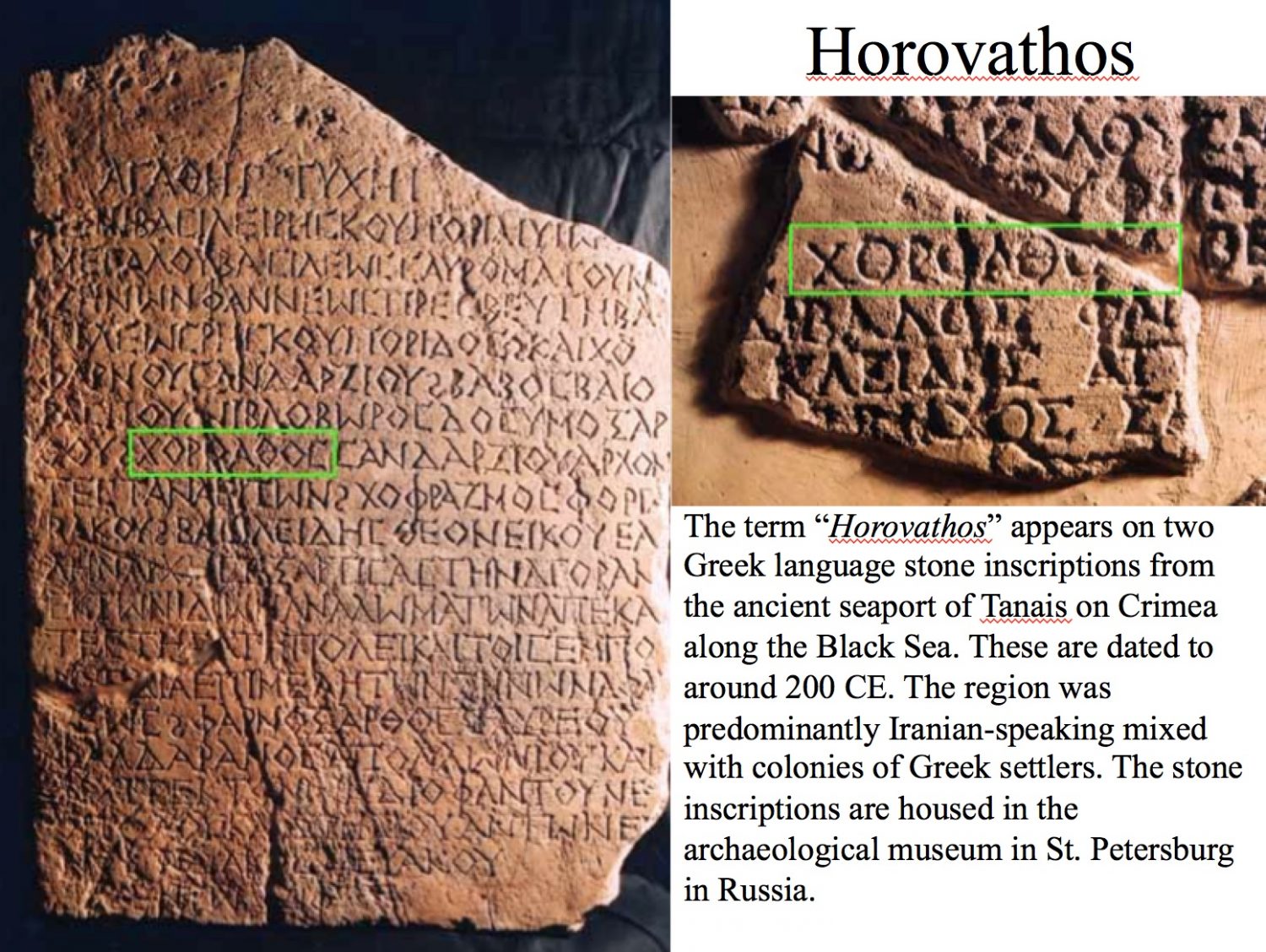 Greek stone inscription from Tanais with the name Horovathos highlighted